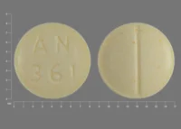 Pill with imprint AN 361, yellow, round, 8 mm (Folic Acid 1 mg)