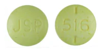 Pill with imprint JSP 516, yellow, round, 7 mm (Levothyroxine Sodium 100 mcg)