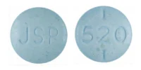 Pill with imprint JSP 520, blue, round, 7 mm (Levothyroxine Sodium 0.15 mg)