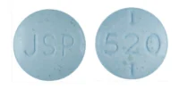Pill with imprint JSP 520, blue, round, 7 mm (Levothyroxine Sodium 150 mcg)