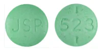 Pill with imprint JSP 523, green, round, 7 mm (Levothyroxine Sodium 300 mcg)