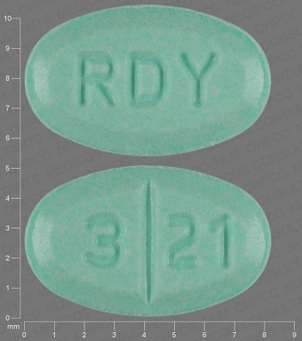 Pill with imprint RDY 321, green, oval, 8 mm (Glimepiride 2 mg)