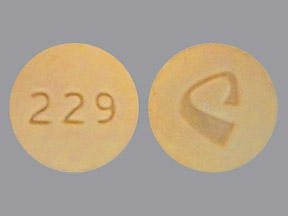Pill with imprint 229 logo, orange, round, 10 mm (Oxycodone and Acetaminophen Oxycodone Hydrochloride 7.5 mg / Acetaminophen 325 mg)