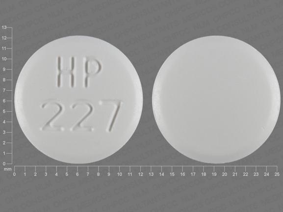 Pill with imprint HP 227, white, round, 12 mm (Acyclovir 400 mg)