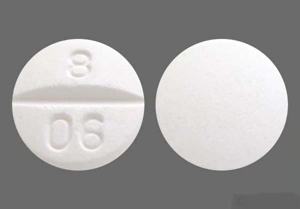 Pill with imprint 8 06, white, round, 10 mm (Trazodone Hydrochloride 100 mg)