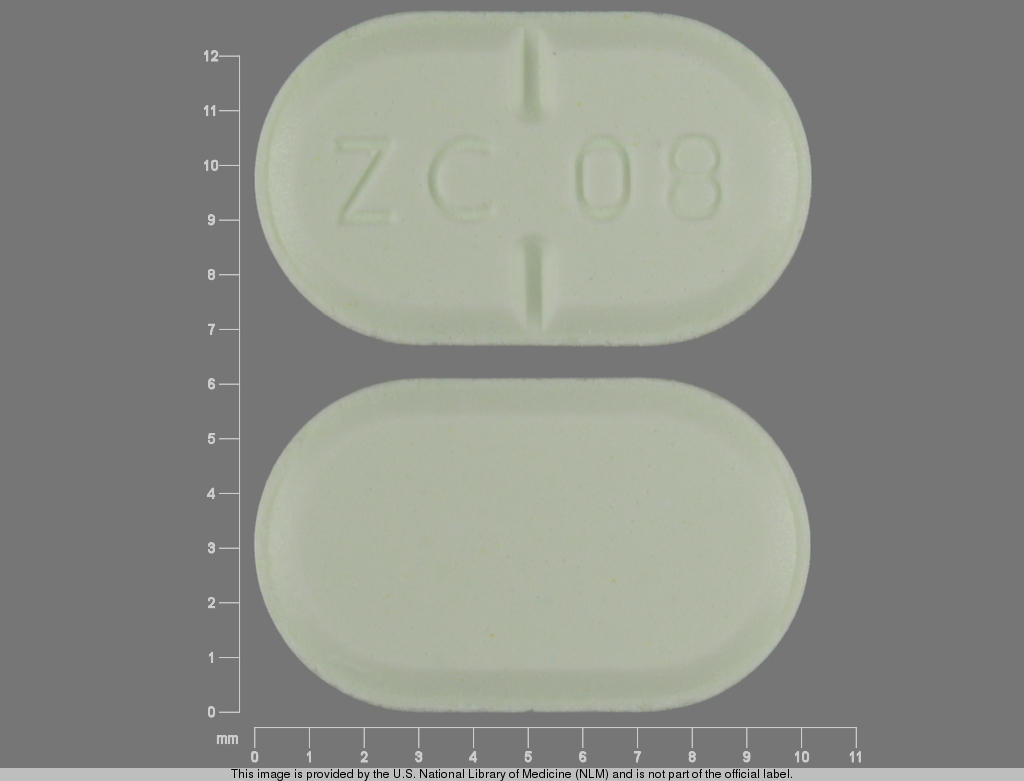 Pill with imprint ZC 08, green, oval, 10 mm (Haloperidol 10 mg)