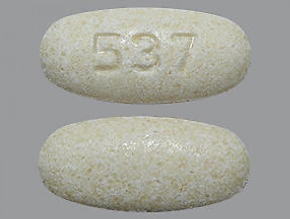 Pill with imprint 537, yellow, oval, 19 mm (Potassium Citrate 10 mEq)