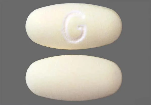 Pill with imprint G, yellow, oval, 21 mm (Colestipol Hydrochloride 1 g)