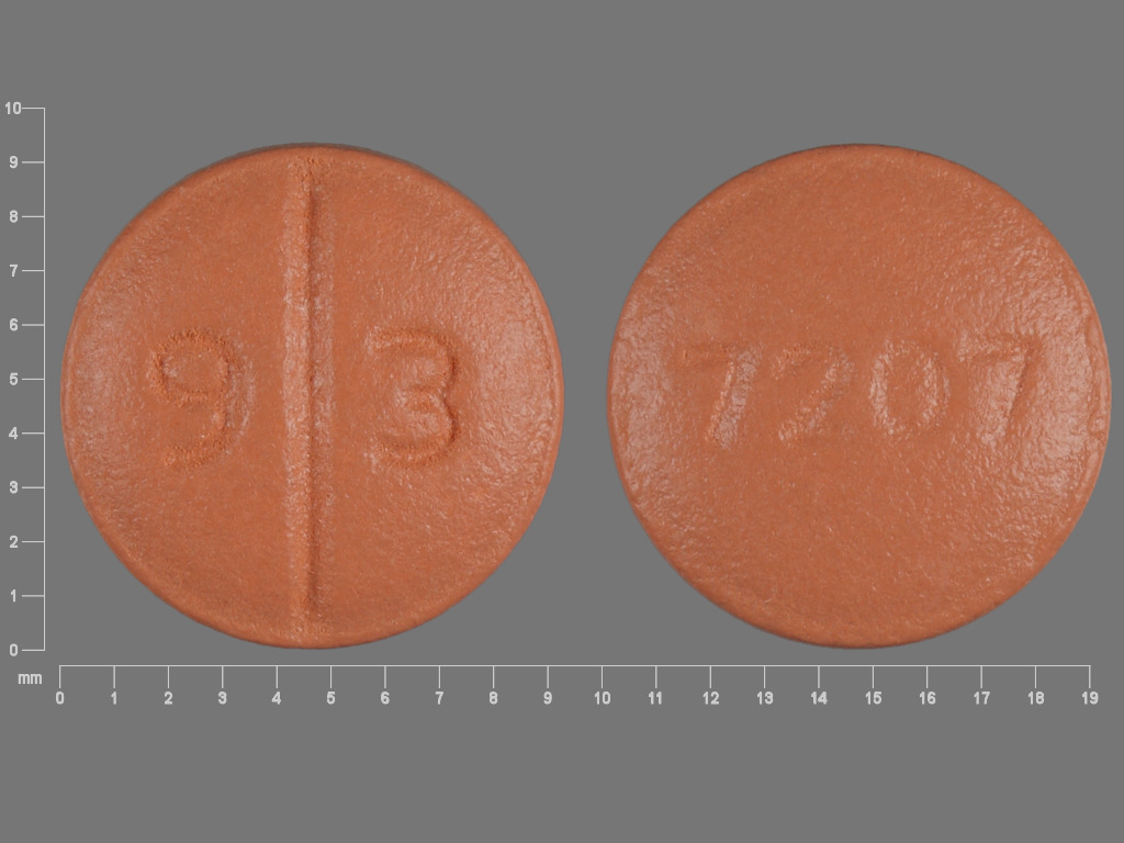Pill with imprint 9 3 7207, red, round, 9 mm (Mirtazapine 30 mg)