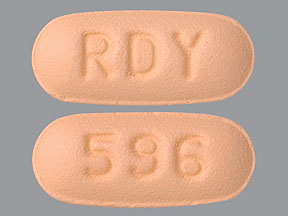 Pill with imprint RDY 596, orange, capsule, 10 mm (Memantine 5 mg)