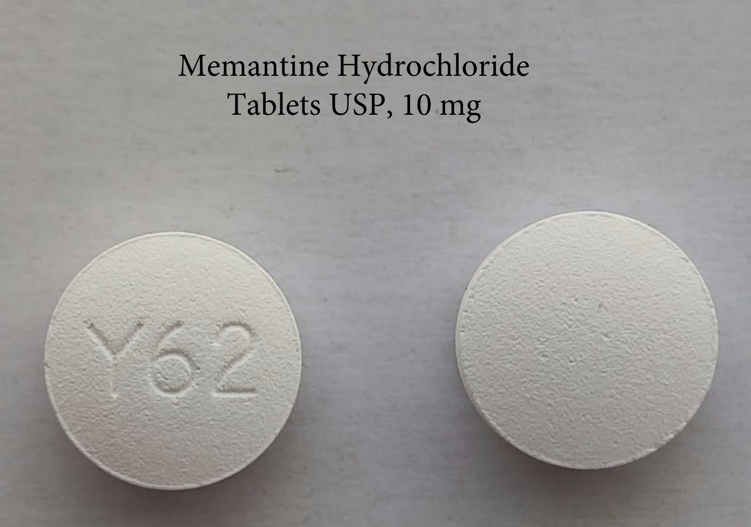 Pill with imprint Y62, white, round, 8 mm (Memantine Hydrochloride 10 mg)