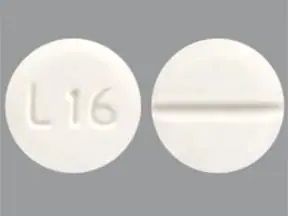 Pill with imprint L16, white, round, 6 mm (Levothyroxine Sodium 0.05 mg)