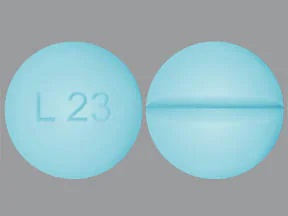 Pill with imprint L23, turquoise, round, 6 mm (Levothyroxine Sodium 0.137 mg)