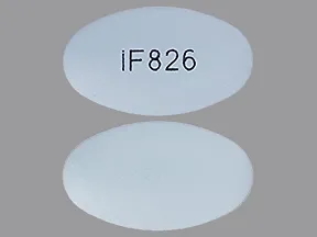 Pill with imprint IF826, blue, oval, 19 mm (Ibuprofen and Famotidine Ibuprofen 800 mg / Famotidine 26.6 mg)