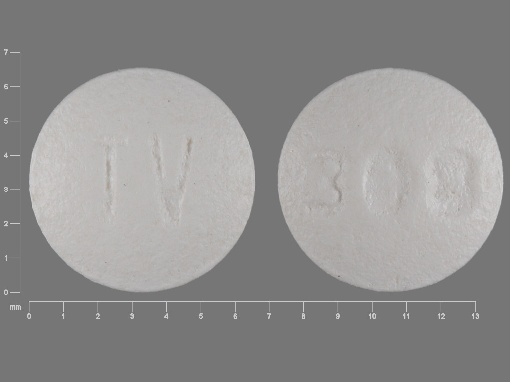 Pill with imprint TV 308, white, round, 6 mm (Hydroxyzine Hydrochloride 25 mg)