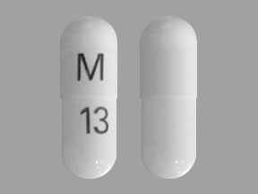 Pill with imprint M 13, white, capsule, 19 mm (Celecoxib 200 mg)