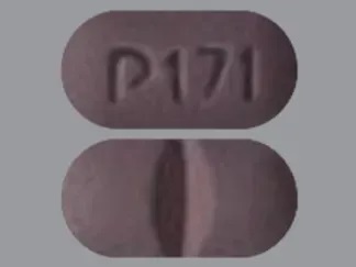 Pill with imprint P171, purple, capsule, 8 mm (Colchicine 0.6 mg)