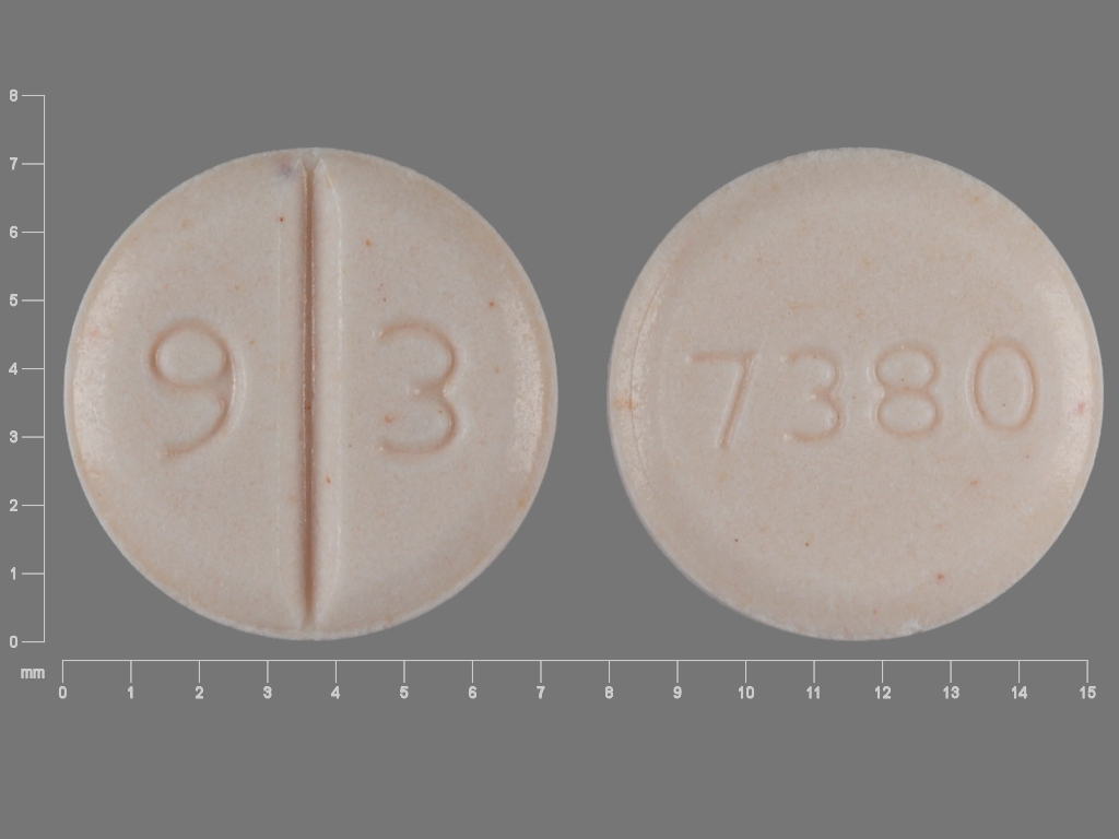 Pill with imprint 9 3 7380, orange, round, 7 mm (Venlafaxine Hydrochloride 37.5 mg)