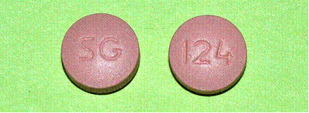 Pill with imprint SG 124, pink, round, 9 mm (Clopidogrel Bisulfate 75 mg)