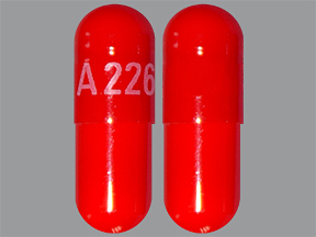 Pill with imprint A226, red, capsule, 18 mm (Amantadine 100 mg)