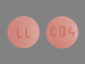 Pill with imprint LL C04, red, round, 10 mm (Simvastatin 40 mg)