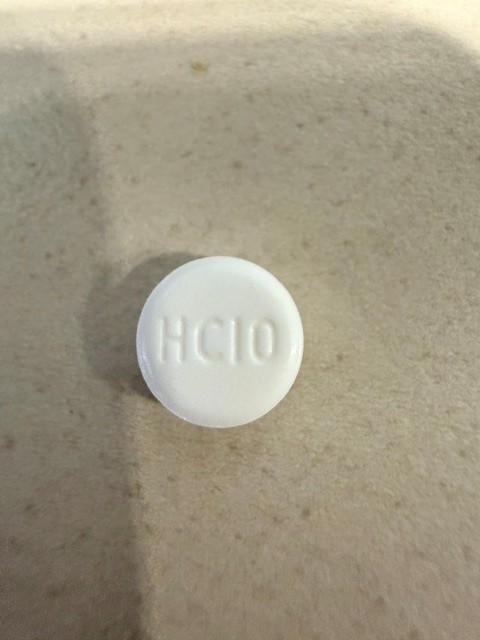Pill with imprint HC10, white, round, 8 mm (Hydrocortisone 10 mg)