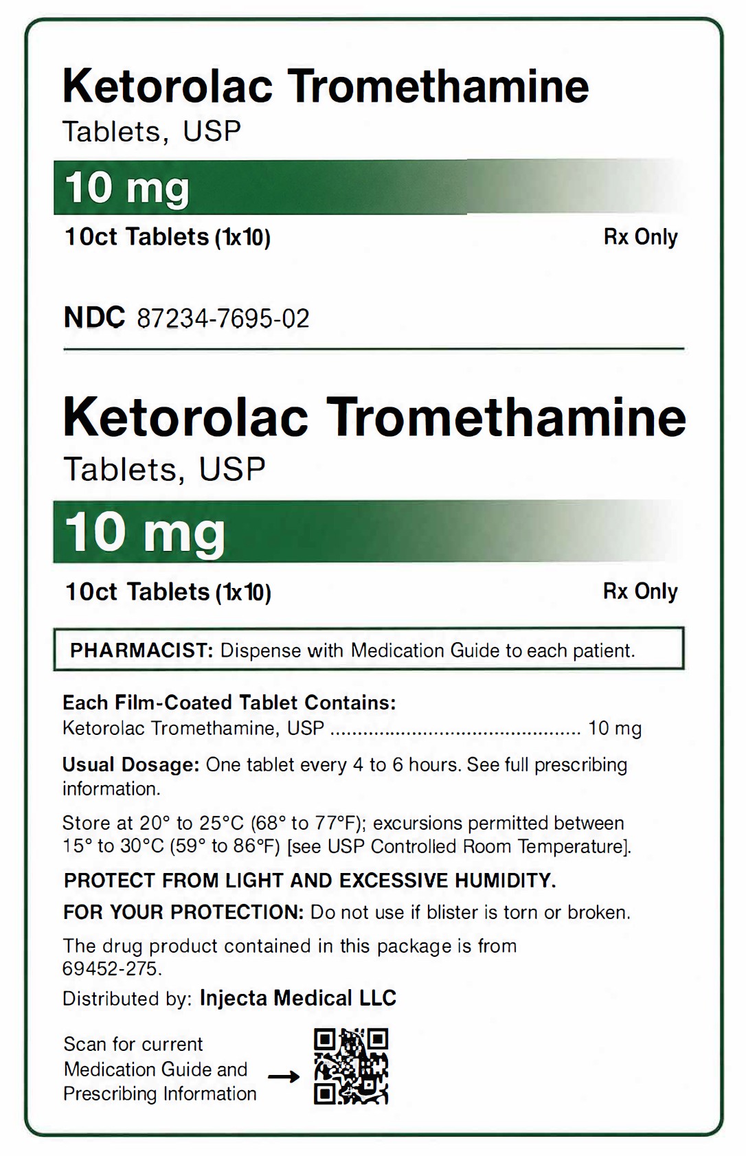 Pill with imprint KT, white, round, 8 mm (Ketorolac Tromethamine 10 mg)