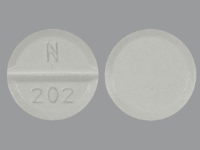 Pill with imprint N202, white, round, 7 mm (Digoxin 0.25 mg)