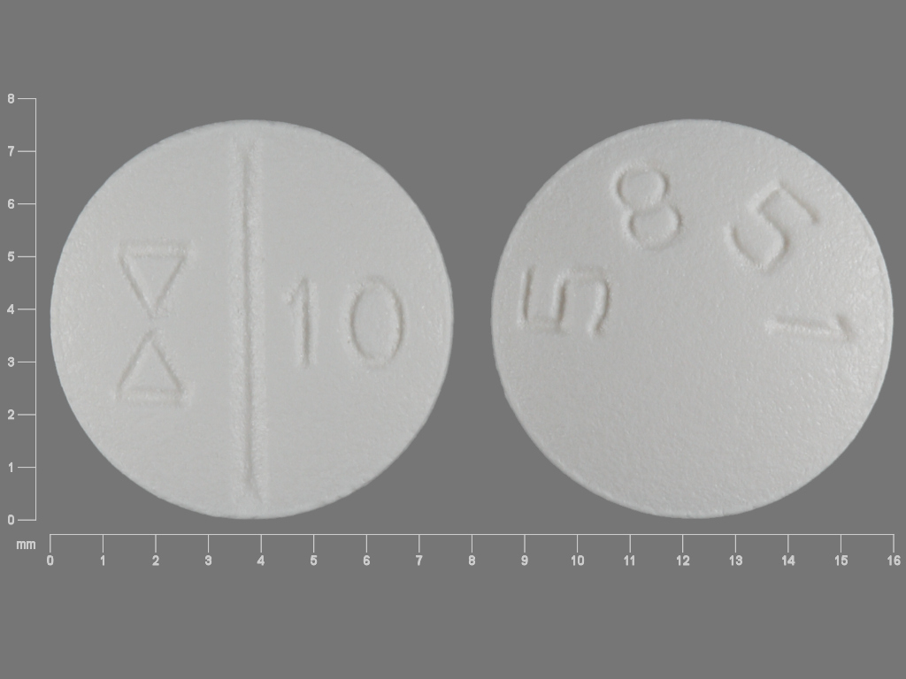 Pill with imprint 5851 10, white, round, 8 mm (Escitalopram 10 mg)