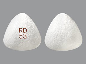 Pill with imprint RD53, white, triangle, 5 mm (Sirolimus 1 mg)