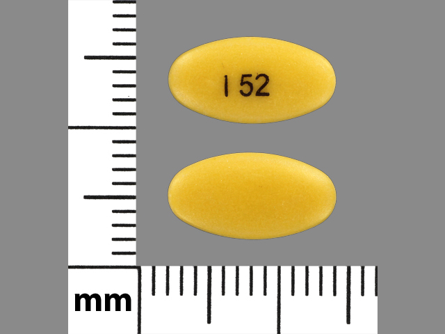 Pill with imprint I 52, yellow, oval, 12 mm (Pantoprazole Sodium 40 mg)
