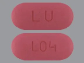 Pill with imprint LU L04, pink, oval, 14 mm (Azithromycin 250 mg)