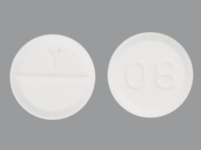 Pill with imprint Y 08, white, round, 8 mm (Glycopyrrolate 1 mg)