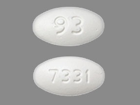 Pill with imprint 93 7331, white, oval, 18 mm (Fenofibrate 160 mg)