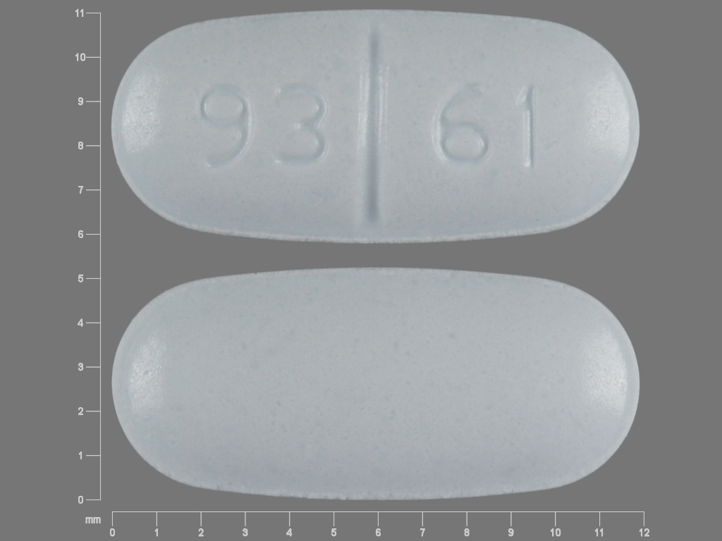 Pill with imprint 93 61, blue, oval, 12 mm (Sotalol Hydrochloride 80 mg)