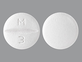 Pill with imprint M 3, white, round, 11 mm (Metoprolol Succinate 100 mg)