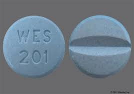 Pill with imprint WES201, blue, round, 11 mm (Oxycodone and Acetaminophen Oxycodone Hydrochloride 5 mg / Acetaminophen 325 mg)