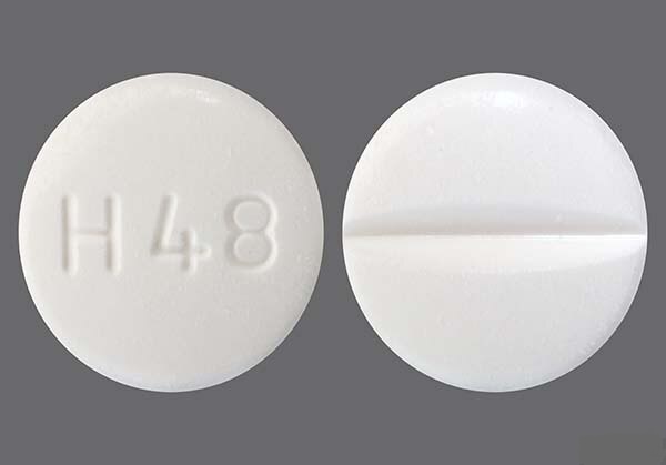Pill with imprint H 48, white, round, 11 mm (Sulfamethoxazole and Trimethoprim Sulfamethoxazole 400 mg / Trimethoprim 80 mg)