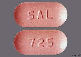Pill with imprint SAL725, brown, capsule, 18 mm (Mycophenolate Mofetil 500 mg)