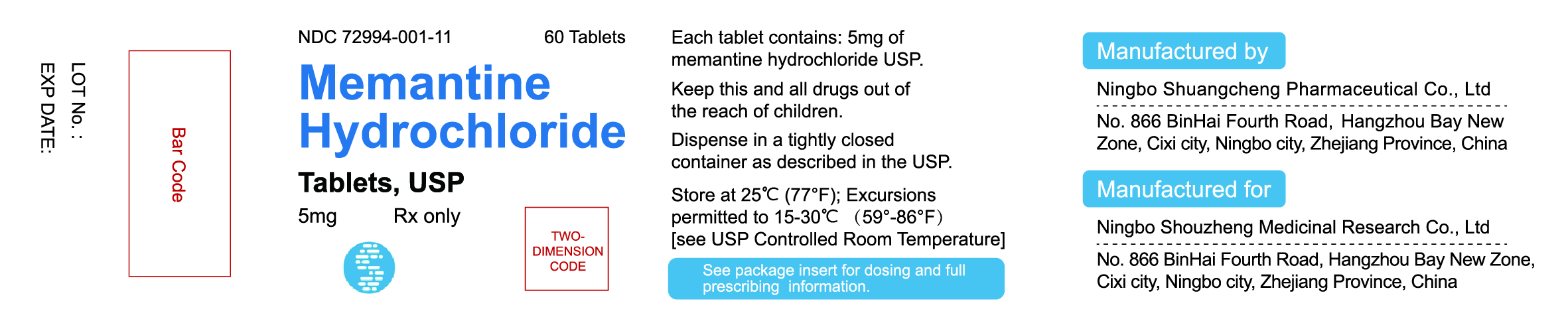 Pill with imprint M5 V, white, round, 6 mm (Memantine Hydrochloride Tablets 5 mg)