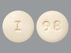 Pill with imprint I 98, white, round, 7 mm (Aripiprazole 20 mg)