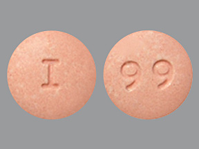 Pill with imprint I 99, pink, round, 9 mm (Aripiprazole 30 mg)