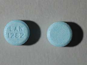 Pill with imprint LAN 1282, blue, round, 7 mm (Dicyclomine Hydrochloride 20 mg)