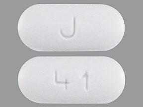 Pill with imprint 41 J, white, capsule, 13 mm (Modafinil 100 mg)