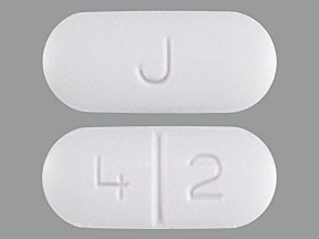 Pill with imprint 4 2 J, white, capsule, 16 mm (Modafinil 200 mg)