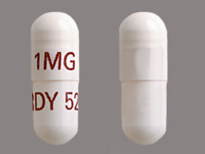 Pill with imprint 1MG RDY526, white, capsule, 14 mm (Tacrolimus 1 mg)