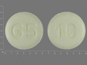 Pill with imprint G5 10, yellow, round, 6 mm (Pravastatin Sodium 10 mg)