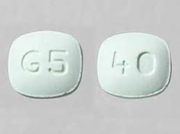 Pill with imprint G5 40, green, rectangle, 10 mm (Pravastatin Sodium 40 mg)