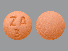 Pill with imprint ZA 3, brown, round, 8 mm (Amitriptyline Hydrochloride 50 mg)