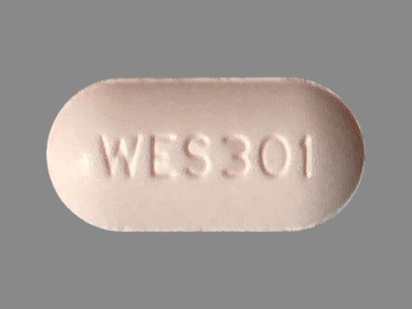 Pill with imprint WES 301, orange, capsule, 15 mm (Hydrocodone Bitartrate and Acetaminophen Hydrocodone Bitartrate 5 mg / Acetaminophen 325 mg)